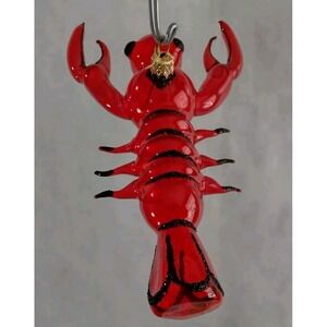 Polish Glass Ornament "Red Snapper" Lobster Hand Painted Made in Poland